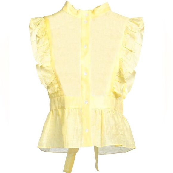 Sandro Backless Ruffled Top Sleeveless Yellow - M - Picture 3 of 15